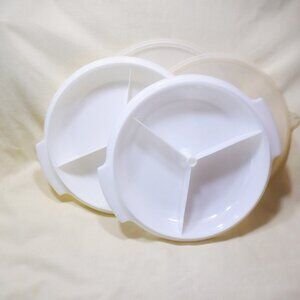~Set of 2 ~ TUPPERWARE ~ 3 Compartment Serving / Storage Units with Lids ~